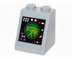 Slope 65 2 x 2 x 2 with Bottom Tube with White and Red Buttons and Green and Yellow Round Display Pattern (Sticker) - Set 76052