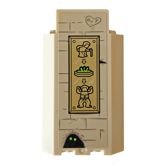 Panel 3 x 3 x 6 Corner Wall without Bottom Indentations with Brick Wall with Heart and Fountain of Youth Plaque Pattern (Sticker) - Set 76056