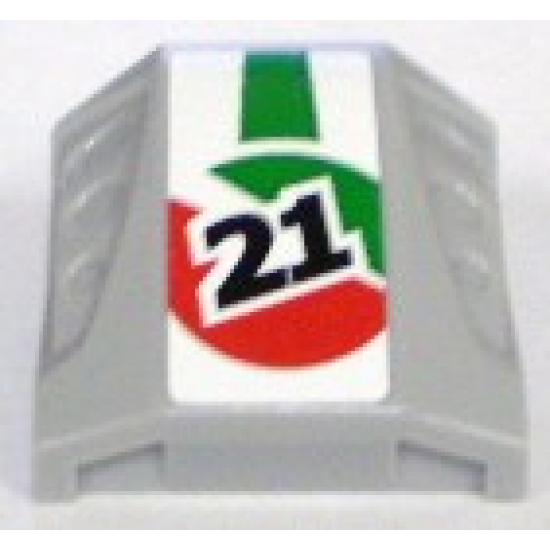 Slope, Curved 2 x 2 with 3 Side Ports Recessed with '21' and Red/Green Pattern (Sticker) - Set 8898