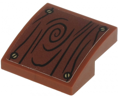 Slope, Curved 2 x 2 with Wood Grain and 4 Screws on Reddish Brown Background Pattern (Sticker) - Set 71705