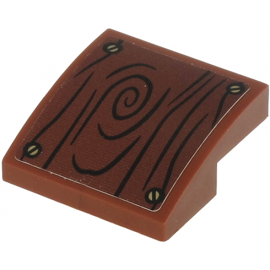 Slope, Curved 2 x 2 with Wood Grain and 4 Screws on Reddish Brown Background Pattern (Sticker) - Set 71705
