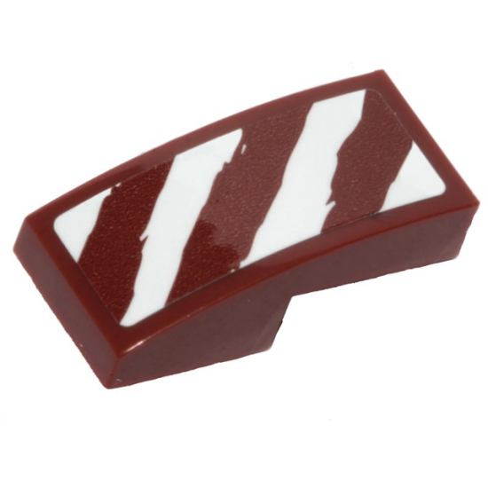 Slope, Curved 2 x 1 with 4 Rugged White Diagonal Stripes on Reddish Brown Background Pattern Model Right Side (Sticker) - Set 75254