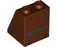 Slope 65 2 x 2 x 2 with Bottom Tube with Minifigure Dress/Skirt/Robe, Black Lines and Gold Celtic Knot Pattern