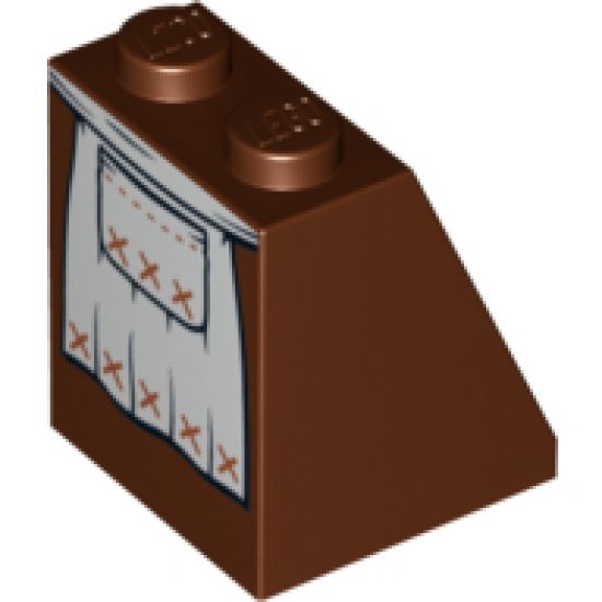 Slope 65 2 x 2 x 2 with Bottom Tube with Minifigure Dress/Skirt/Robe, Apron with Black Pocket Pattern