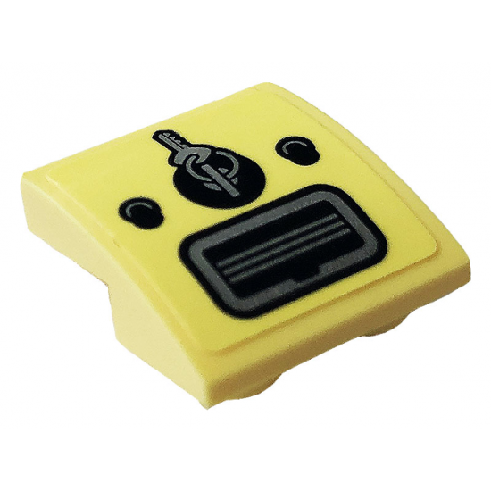 Slope, Curved 2 x 2 Inverted with Two Buttons, Ignition with Key and Air Vent Pattern (Sticker) - Set 10271