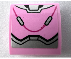 Slope, Curved 2 x 2 x 2/3 with Silver Armor Plates and Dark Pink Curved Line Pattern (Sticker) - Set 75973