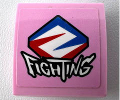 Slope, Curved 2 x 2 x 2/3 with 'FIGHTING' and Red, White and Blue Stylized Letter Z Pattern (Sticker) - Set 75973