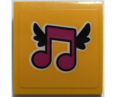 Slope, Curved 2 x 2 x 2/3 with Magenta Music Notes with Black Wings Pattern (Sticker) - Set 41349