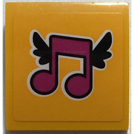 Slope, Curved 2 x 2 x 2/3 with Magenta Music Notes with Black Wings Pattern (Sticker) - Set 41349