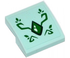 Slope, Curved 2 x 2 with Green Geometric Dragon Scale and Green Swirls Pattern (Sticker) - Set 41176