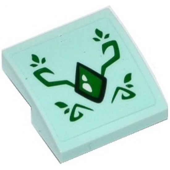 Slope, Curved 2 x 2 with Green Geometric Dragon Scale and Green Swirls Pattern (Sticker) - Set 41176