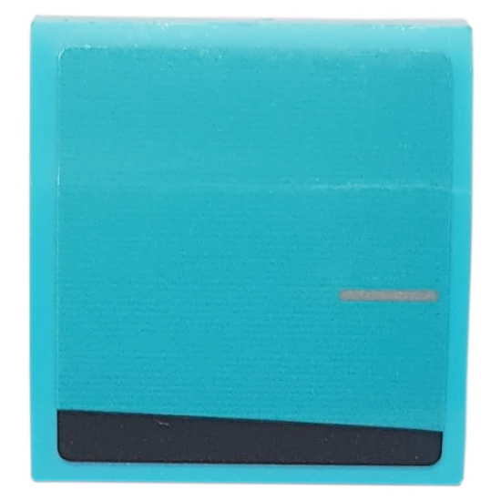 Slope, Curved 2 x 2 with Black Stripe and Silver Line on Medium Azure Background Pattern Model Right Side (Sticker) - Set 76898