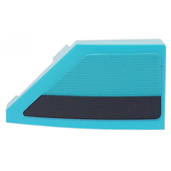 Wedge 2 x 1 with Stud Notch Right with Black Stripe on Medium Azure Background Pattern (Sticker) - Set 76898
