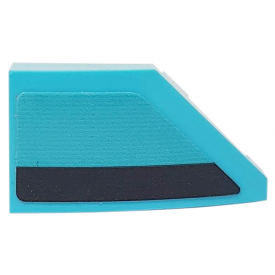 Wedge 2 x 1 with Stud Notch Left with Black Stripe on Medium Azure Background Pattern (Sticker) - Set 76898