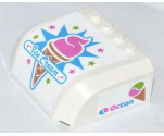 Windscreen 5 x 6 x 2 Curved Top Canopy with 4 Studs with 'Ice Cream' on Front and Octan Pattern on Both Sides (Stickers) - Set 70804