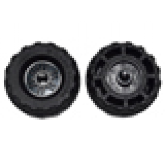 Wheel & Tire Assembly 18mm D. x 14mm with Pin Hole, Fake Bolts and Shallow Spokes with Black Tire 37 x 18R (55981 / 56891)