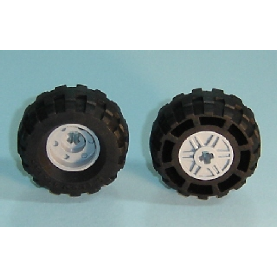 Wheel & Tire Assembly 18mm D. x 14mm with Axle Hole, Fake Bolts and Shallow Spokes with Black Tire 37 x 18R (55982 / 56891)