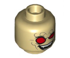 Minifigure, Head Dual Sided Alien with Red Eyes, Dark Tan Wrinkles, Angry Clenched Teeth / Evil Smile Pattern - Hollow Stud