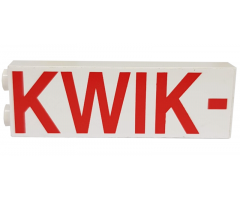 Brick 1 x 2 x 5 with Red 'KWIK -' Pattern (Sticker) - Set 71016