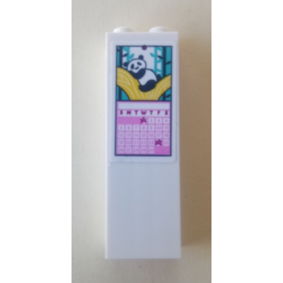 Brick 1 x 2 x 5 with Panda Calendar Pattern (Sticker) - Set 41314