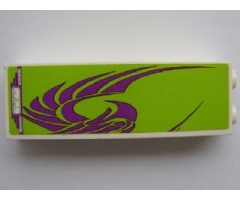 Brick 1 x 2 x 5 with Purple Stylized Bird on Lime Background Pattern (Sticker) - Set 8161