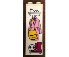 Brick 1 x 2 x 5 with Clothes, Purse and Soccer Ball Pattern (Sticker) - Set 41314