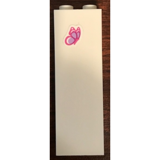 Brick 1 x 2 x 5 with Lavender and Magenta Butterfly Pattern (Sticker) - Set 41314
