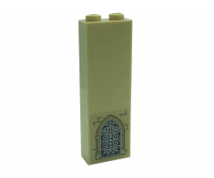 Brick 1 x 2 x 5 with Ornate Stained Glass Window and Bricks Pattern (Sticker) - Set 71043