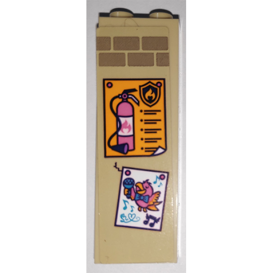 Brick 1 x 2 x 5 with Fire Extinguisher Instructions and Picture of Singing Bird with Microphone Pattern (Sticker) - Set 41340