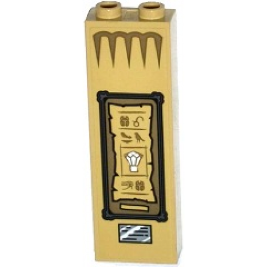Brick 1 x 2 x 5 with Plaque and Framed Parchment with Hieroglyphs and Jewel Pattern (Sticker) - Set 75900