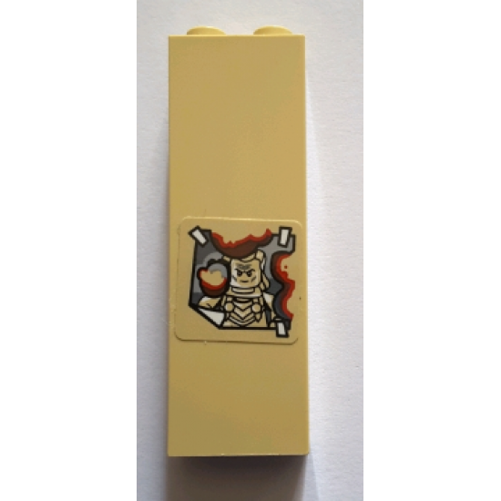 Brick 1 x 2 x 5 with Worn Ghostbusters Minifigure Picture Pattern #1 (Sticker) - Set 75827