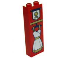 Brick 1 x 2 x 5 with White Wonder Woman Dress with Gold Trim and Award Pattern (Sticker) - Set 41235