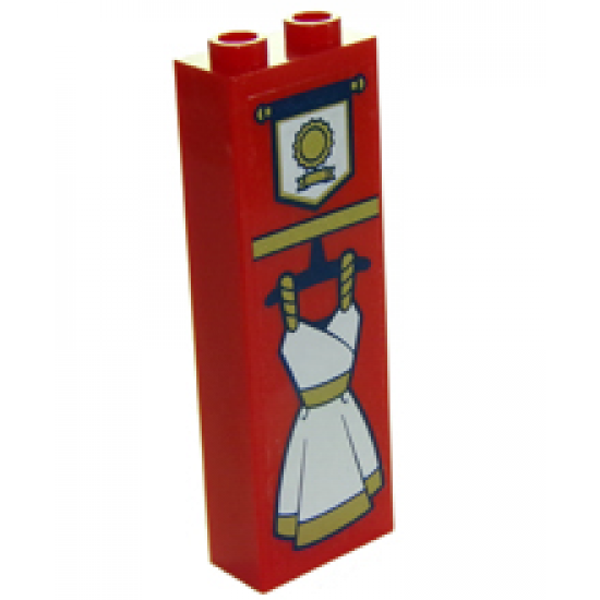 Brick 1 x 2 x 5 with White Wonder Woman Dress with Gold Trim and Award Pattern (Sticker) - Set 41235