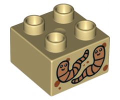 Duplo, Brick 2 x 2 with 2 Worms Pattern
