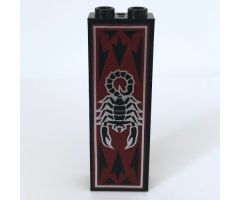 Brick 1 x 2 x 5 with Scorpion and Dark Red Pattern