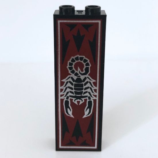 Brick 1 x 2 x 5 with Scorpion and Dark Red Pattern
