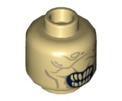 Minifigure, Head LotR Wrinkles and Mouth with Pointed Teeth Pattern (Mouth of Sauron) - Hollow Stud