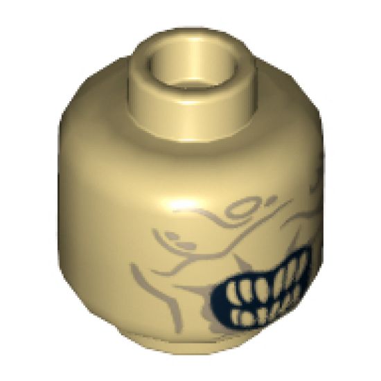 Minifigure, Head LotR Wrinkles and Mouth with Pointed Teeth Pattern (Mouth of Sauron) - Hollow Stud