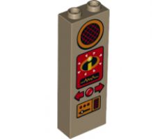 Brick 1 x 2 x 5 with Orange Speaker and Controls, and Red Incredibles Logo Pattern
