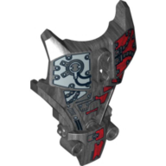 Hero Factory Full Torso Armor with Silver and Red Mechanical Pattern (Splitface)