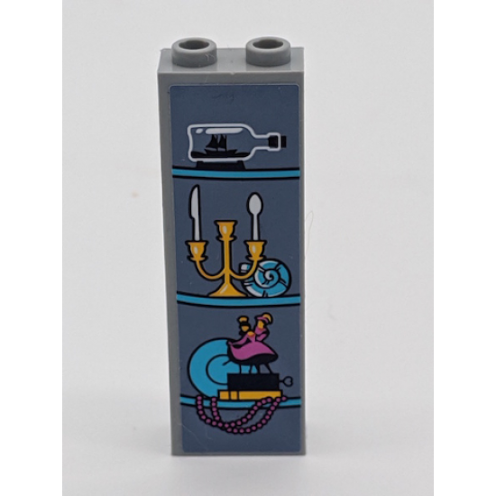 Brick 1 x 2 x 5 with Ship in a Bottle, Candlestick, Shell, Plate, Necklace and Music Box Pattern (Sticker) - Set 41145