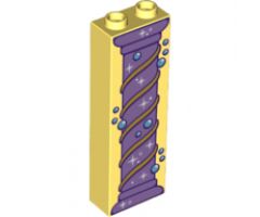 Brick 1 x 2 x 5 with Purple Pillar, Stardust and Bubbles Pattern