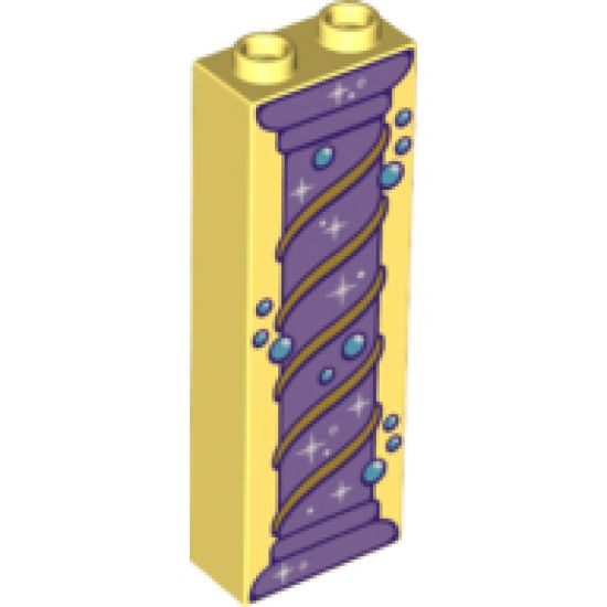 Brick 1 x 2 x 5 with Purple Pillar, Stardust and Bubbles Pattern