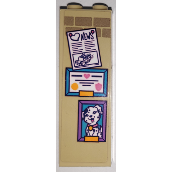 Brick 1 x 2 x 5 with 'NEWS', Certificate and Picture of Dog Pattern (Sticker) - Set 41340