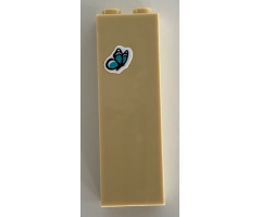 Brick 1 x 2 x 5 with Dark Azure Butterfly Pattern (Sticker) - Set 41340