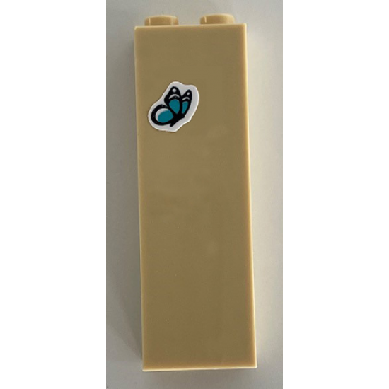 Brick 1 x 2 x 5 with Dark Azure Butterfly Pattern (Sticker) - Set 41340