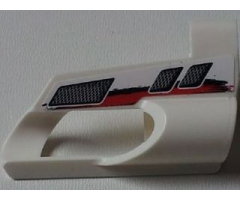 Technic, Panel Fairing # 5 Small Short, Large Hole, Side A with Red and Black Stripes and Vents Pattern (Sticker) - Set 8262