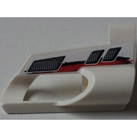 Technic, Panel Fairing # 5 Small Short, Large Hole, Side A with Red and Black Stripes and Vents Pattern (Sticker) - Set 8262