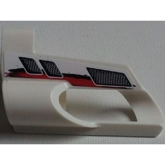 Technic, Panel Fairing # 6 Small Short, Large Hole, Side B with Red and Black Stripes and Vents Pattern (Sticker) - Set 8262