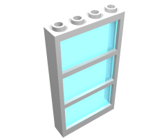 Window 1 x 4 x 6 Frame with 3 Panes, Fixed Glass with Trans-Light Blue Glass